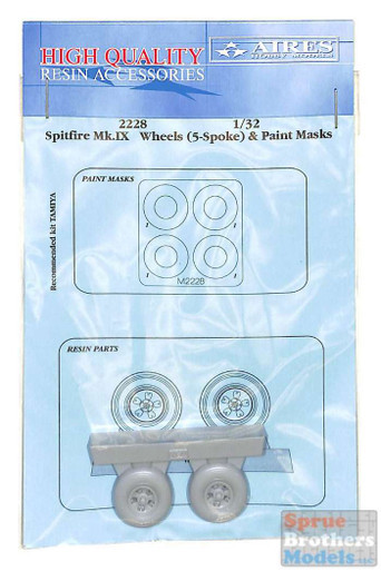 ARS2228 1:32 Aires Spitfire Mk.IX Wheels (5-spoke) & Paint Mask (TAM kit)