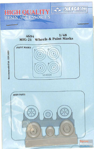ARS4694 1:48 Aires MiG-21 Fishbed Wheels & Paint Masks (EDU kit)