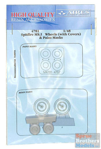 ARS4781 1:48 Aires Spitfire Mk.I Wheels (with Covers) & Paint Mask (TAM kit)