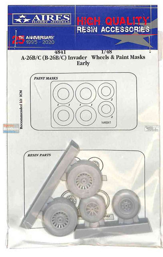 ARS4841 1:48 Aires A-26B A-26C B-26B B-26C Invader Early Wheels & Paint Mask Set (ICM kit)