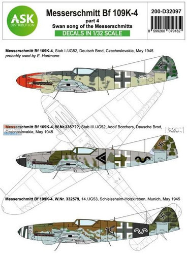 ASKD32097 1:32 ASK/Art Scale Decals - Bf109K-4 'Swan Song of the Messerschmitts' Part 4