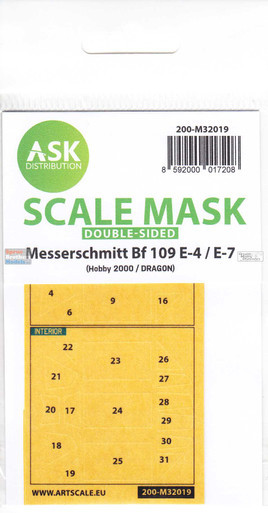 ASKM32019 1:32 ASK/Art Scale Mask [Double Sided] - Bf109E-4/E-7 (DRA/H2K kit)