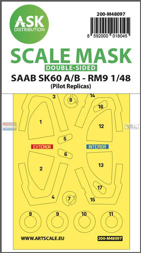ASKM48097 1:48 ASK/Art Scale Double-Sided Mask - Saab SK60A/B - RM9 (PLS kit)
