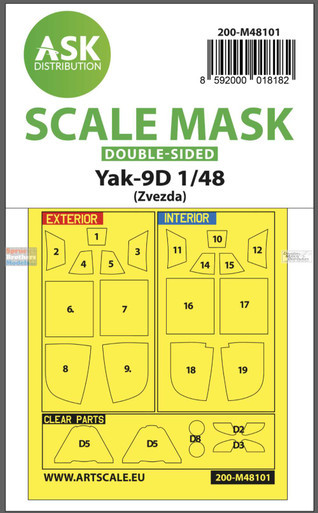 ASKM48101 1:48 ASK/Art Scale Double-Sided Mask - Yak-9D (ZVE kit)