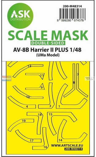 ASKM48314 1:48 ASK/Art Scale Double Sided Mask - AV-8B Harrier II Plus (UMA kit)