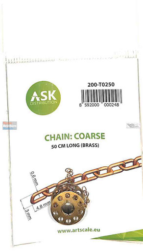 ASKT0250 ASK/Art Scale - Brass Chain (coarse) 50cm Long (link: 0.6mm x 3mm x 4.8mm)