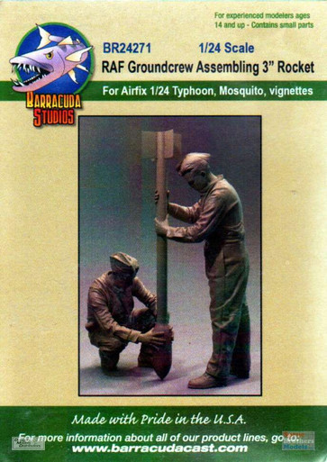 BARBR24271 1:24 BarracudaCast RAF Groundcrew Assembling 3" Rocket