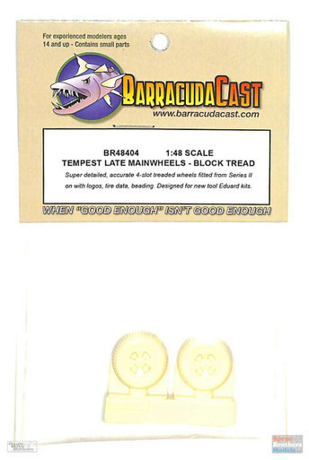 BARBR48404 1:48 BarracudaCast Hawker Tempest Late Main Wheels Block Tread (EDU kit)