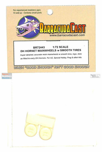 BARBR72443 1:72 BarracudaCast DH Hornet Mainwheels with Smooth Tires