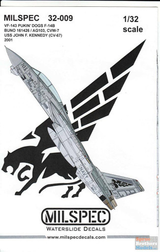 CAMMS32009 1:32 MilSpec Decals - F-14B Tomcat VF-143 Pukin' Dogs CVW-7 USS John F Kennedy 2001