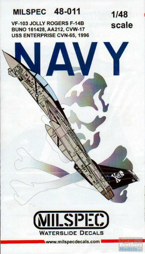 CAMMS48011 1:48 MilSpec Decals - F-14B Tomcat VF-103 Jolly Rogers CVW-17 USS Enterprise 1996
