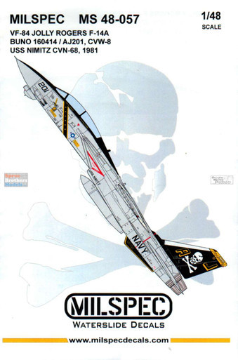 CAMMS48057 1:48 MilSpec Decals - F-14A Tomcat VF-84 Jolly Rogers USS Nimitz 1981