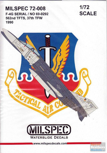 CAMMS72008 1:72 MilSpec Decals - F-4G Phantom II No 69-0292 562bd TFTS 37th TFW 1990