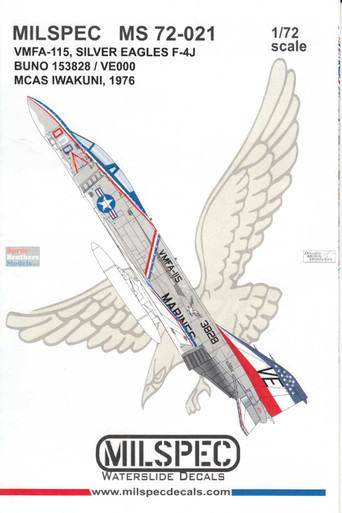 CAMMS72021 1:72 MilSpec Decals - F-4J Phantom II VMFA-115 Silver Eagles MCAS Iwakuni 1976