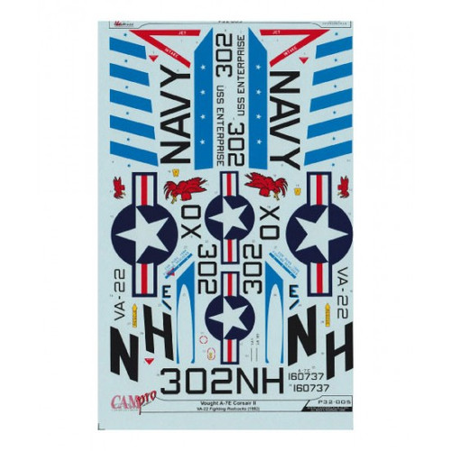 CAMP32005 1:32 CAM Pro Decals - A-7E Corsair II VA-22 Fighting Redcocks 1982 #P32005