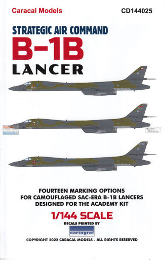 CARCD144025 1:144 Caracal Models Decals - Strategic Air Command B-1B Lancer