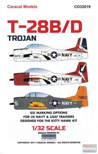 CARCD32019 1:32 Caracal Models Decals - USAF & US Navy T-28B T-28D Trojan