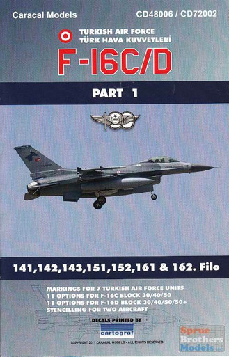 CARCD48006 1:48 Caracal Models Decals - F-16C F-16D Falcon Turkish Air Force Pt 1