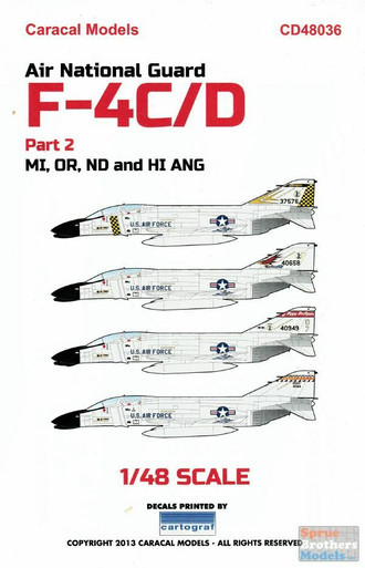CARCD48036 1:48 Caracal Models Decals - ANG F-4C/D Phantom II Pt 2: MI OR ND HI