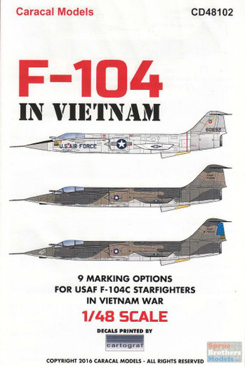 CARCD48102 1:48 Caracal Models Decals - F-104C Starfighter in Vietnam