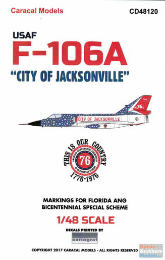 CARCD48120 1:48 Caracal Models Decals - F-106A Delta Dart 'City of Jacksonville'