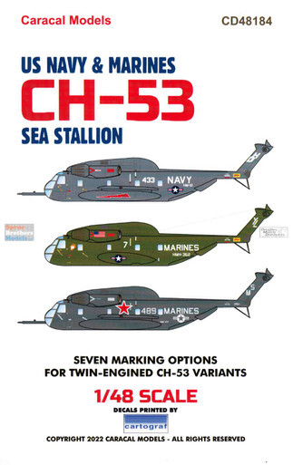 CARCD48184 1:48 Caracal Models Decals - US Navy & Marines CH-53 Sea Stallion