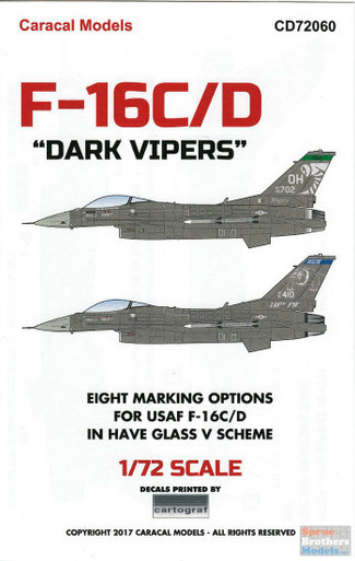 CARCD72060 1:72 Caracal Models Decals - F-16C F-16D Falcon 'Dark Vipers'