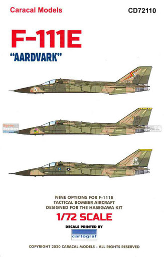 CARCD72110 1:72 Caracal Models Decals - F-111E Aardvark