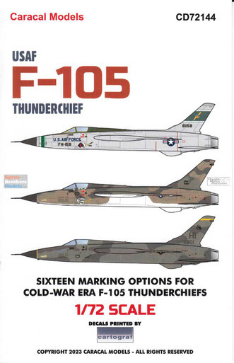 CARCD72144 1:72 Caracal Models Decals - F-105B F-105D Thunderchief USAF
