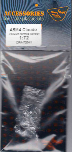 CLPCPA72041A 1:72 Clear Prop Models A5M4 Claude Vacuum Formed Canopy (CLP kit)