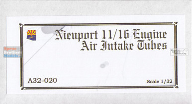 CSMA32-020 1:32 Copper State Models Nieuport 11/16 Engine Air Intake Tubes