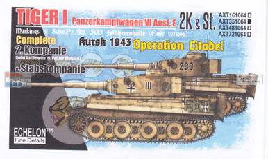ECH351064 1:35 Echelon Tiger I SchPzAbt 503  Kursk 1943 Operation Citadel 2.K & St.