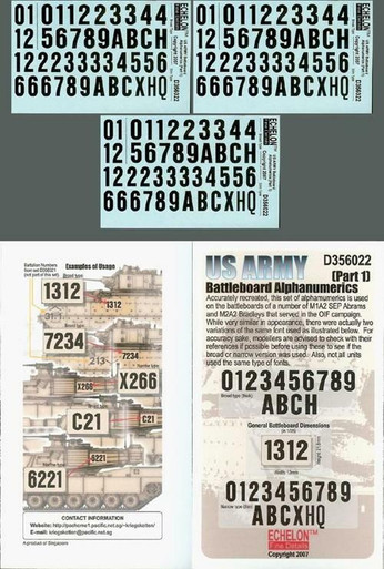 ECH356022 1:35 Echelon US Army OIF Battleboard Alphanumerics (Part 1) #356022