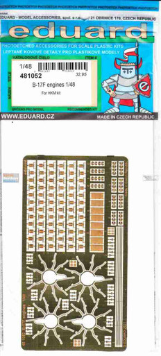 EDU481052 1:48 Eduard PE - B-17F Flying Fortress Engine Detail Set (HKM kit)