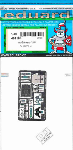 EDU491164 1:48 Eduard Color PE - AV-8A Harrier Early Detail Set (KIN kit)