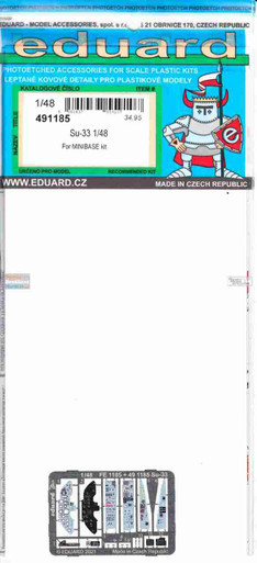 EDU491185 1:48 Eduard Color PE - Su-33 Flanker Detail Set (MNB kit)