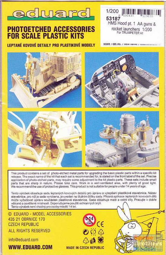 EDU53187 1:200 Eduard PE - HMS Hood Detail Set Part 1 - AA Guns & Rocket Launchers (TRP kit)