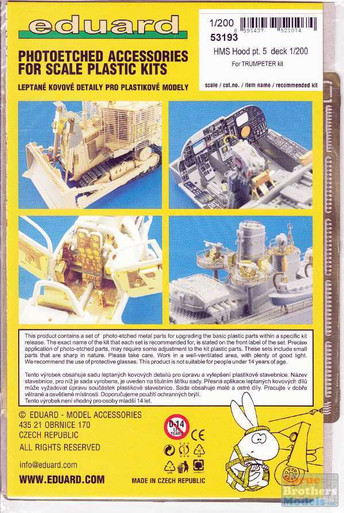EDU53193 1:200 Eduard PE - HMS Hood Detail Set Part 5 - Deck (TRP kit)