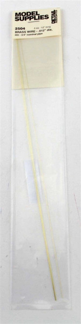 DETA2504 Round Brass Wire pkg(4) -- .012" Diameter (HO Scale 3/4"; N Scale 1-7/8")