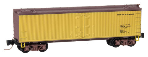 MTL80300001 Nn3 Scale Wood Reefer w/Vertical Brake Wheel - Ready to Run -- Dimensional Data Only (yellow, Boxcar Red)