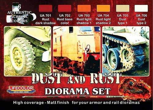 CS10  Lifecolor (R) -- Dust & Rust Diorama Set - 6 Colors CS10  Lifecolor (R) -- Dust & Rust Diorama Set - 6 Colors