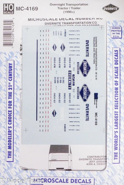 4169 Trucking Company Vehicles Mini-Cals -- Overnite Transportation Co. 28' & 45' Trailers & Tractors (1990+)