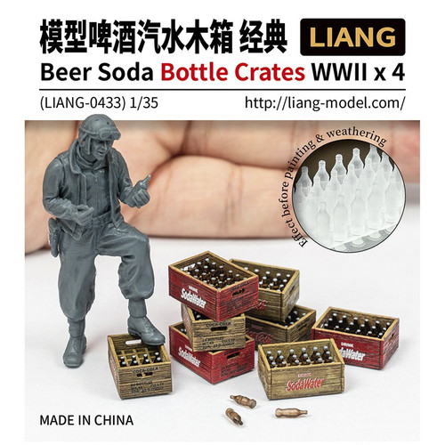 LIA0433 Beer Soda Bottle Crates WWII x 4  (1/35)