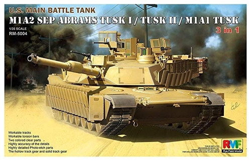 RFM5004 1/35 Abrams M1A1 TUSK, M1A2 SEP TUSK I, TUSK II 3 in 1 Combo Plastic Model kit RFM5004 1/35 Abrams M1A1 TUSK, M1A2 SEP TUSK I, TUSK II 3 in 1 Combo Plastic Model kit