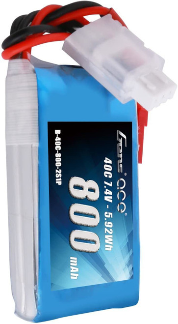 Gens ace 800mAh 7.4V 40C 2S1P Lipo Battery Pack with JST-SYP plug