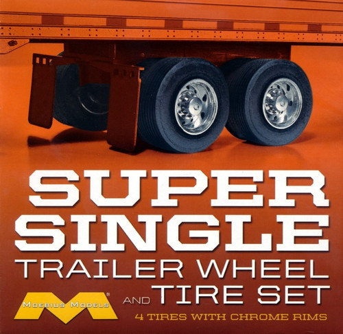 1018 1/25 Super Single Trailer Wheel & Tire Set (4)
