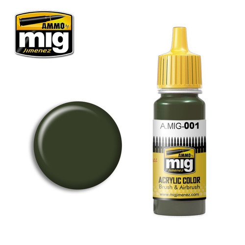 AMM0001 AMMO by Mig Acrylic Color - RAL6003 Olivgrun Opt 1 (17ml bottle)