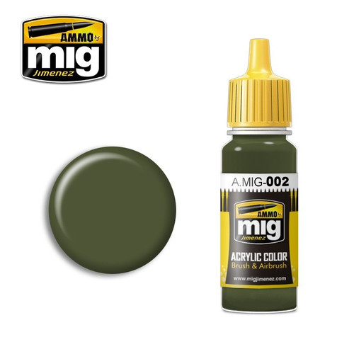 AMM0002 AMMO by Mig Acrylic Color - RAL6003 Olivgrun Opt 2 (17ml bottle)