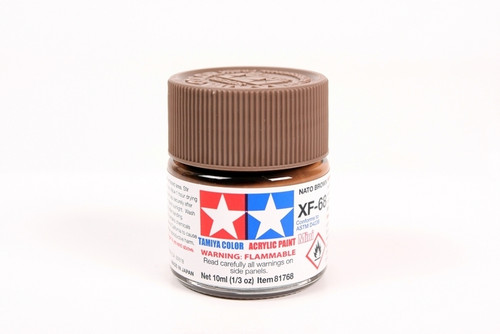 Tamiya 81768  Acrylic Mini XF68 NATO Brown model paint 10 ml bottle