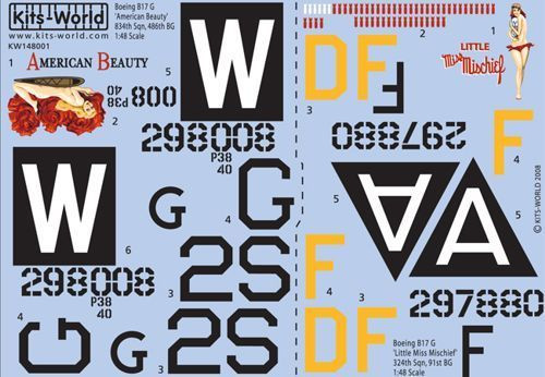 48001 Decal - Boeing B-17G Flying Fortress 'American Beauty' 1/48